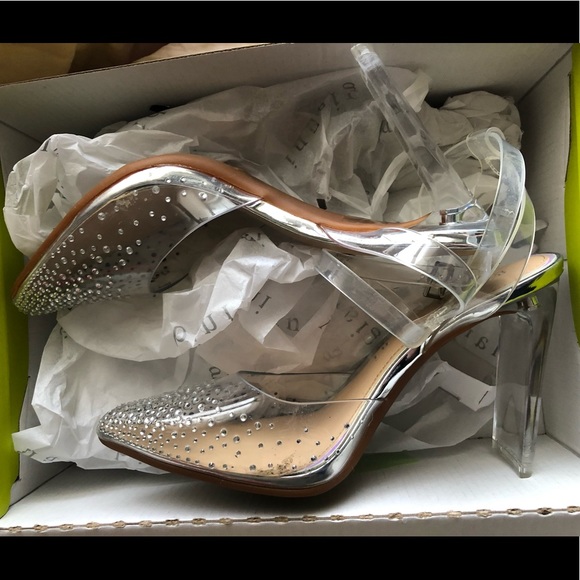 Gianni Bini Clear Rhinestone Studded Heels - Picture 2 of 12